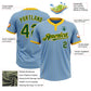 Custom Light Blue Yellow Pinstripe Green Two-Button Unisex Softball Jersey Limited