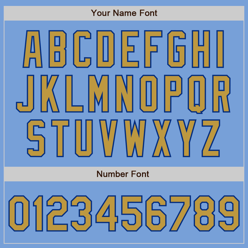 Custom Light Blue Royal Pinstripe Old Gold Two-Button Unisex Softball Jersey Limited