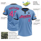 Custom Light Blue Black Pinstripe Pink Two-Button Unisex Softball Jersey Limited