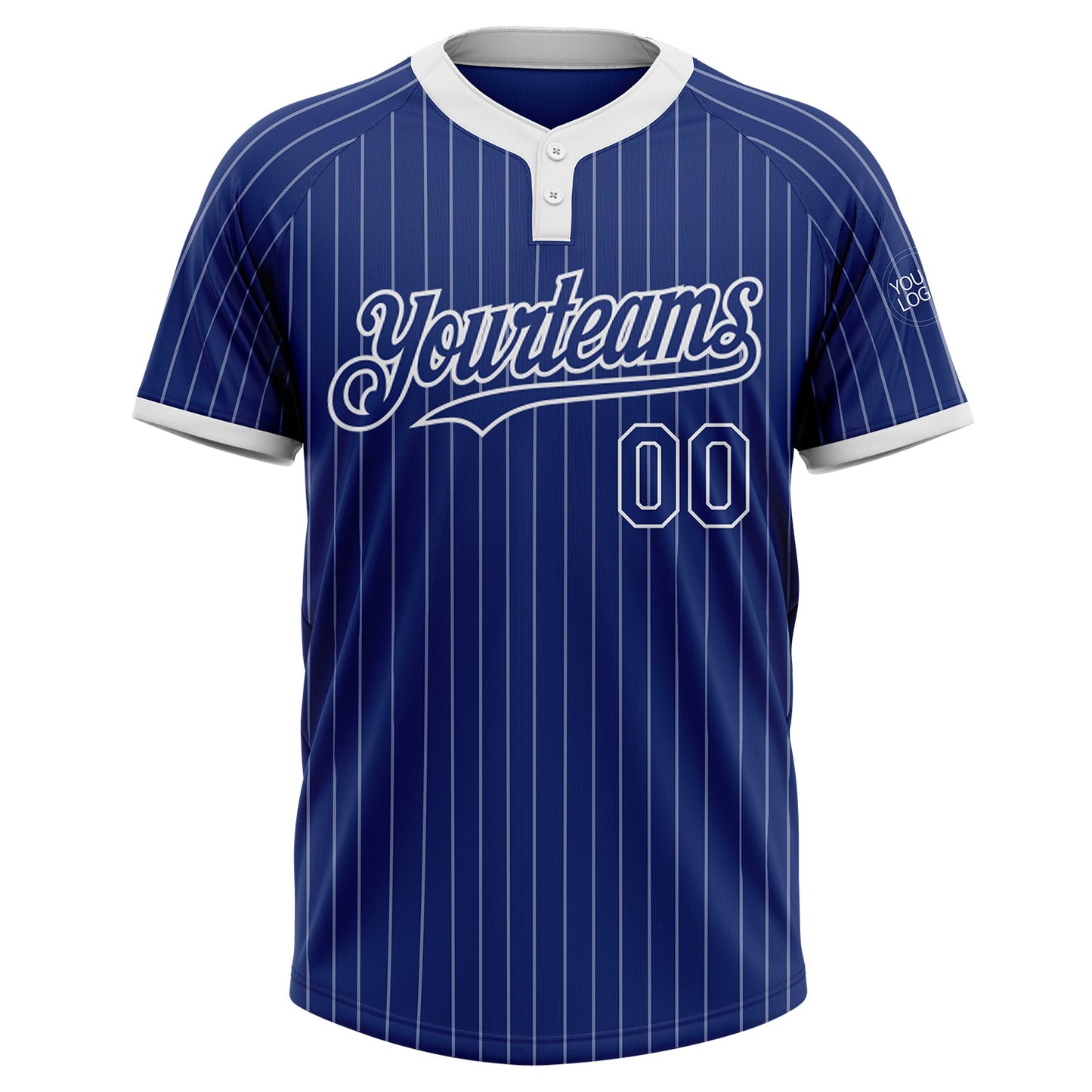 Custom Royal White Pinstripe White Two-Button Unisex Softball Jersey Limited