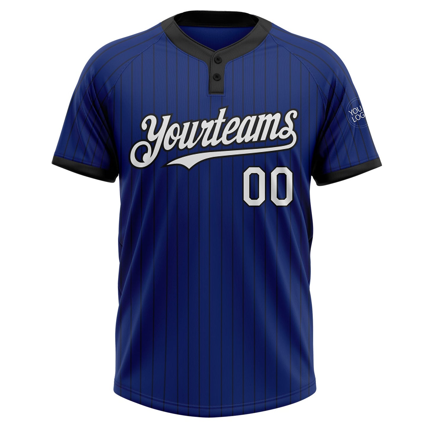Custom Royal Black Pinstripe White Two-Button Unisex Softball Jersey Limited