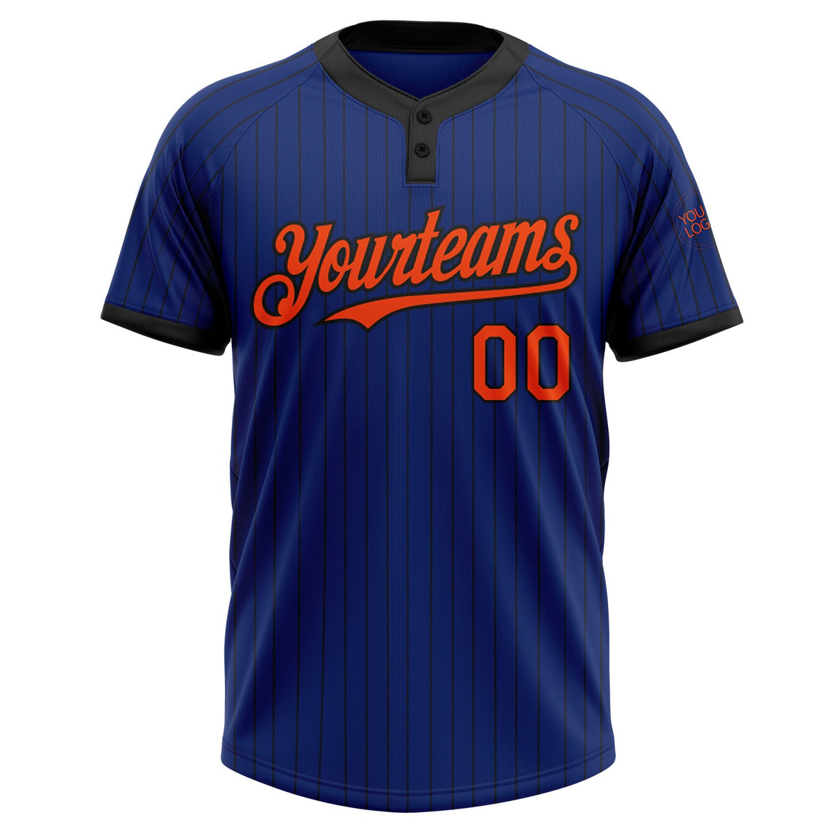 Custom Royal Black Pinstripe Orange Two-Button Unisex Softball Jersey Limited
