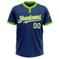 Custom Royal Neon Green Pinstripe White Two-Button Unisex Softball Jersey Limited