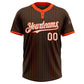 Custom Brown Orange Pinstripe White Two-Button Unisex Softball Jersey Limited