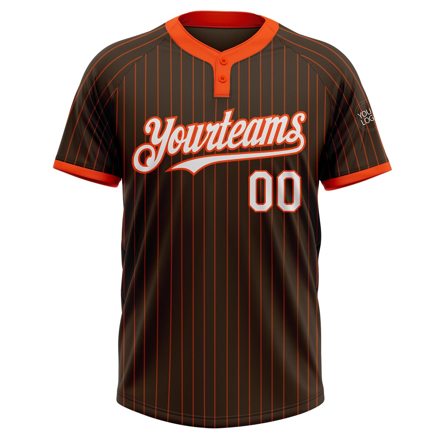 Custom Brown Orange Pinstripe White Two-Button Unisex Softball Jersey Limited