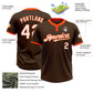 Custom Brown Orange Pinstripe White Two-Button Unisex Softball Jersey Limited