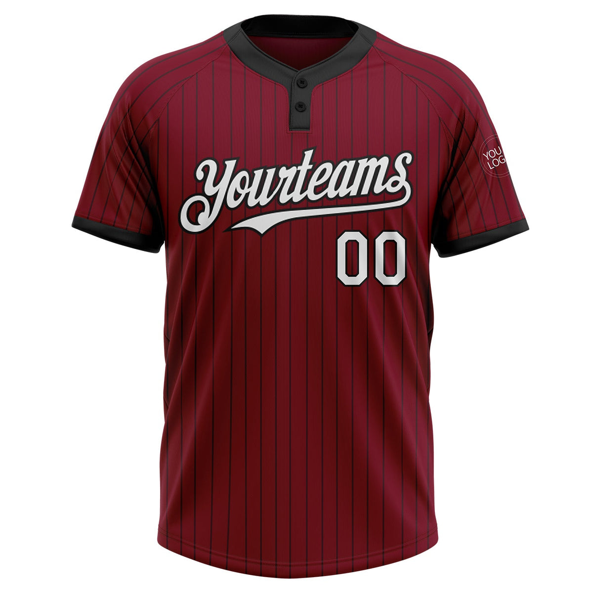 Custom Crimson Black Pinstripe White Two-Button Unisex Softball Jersey Limited