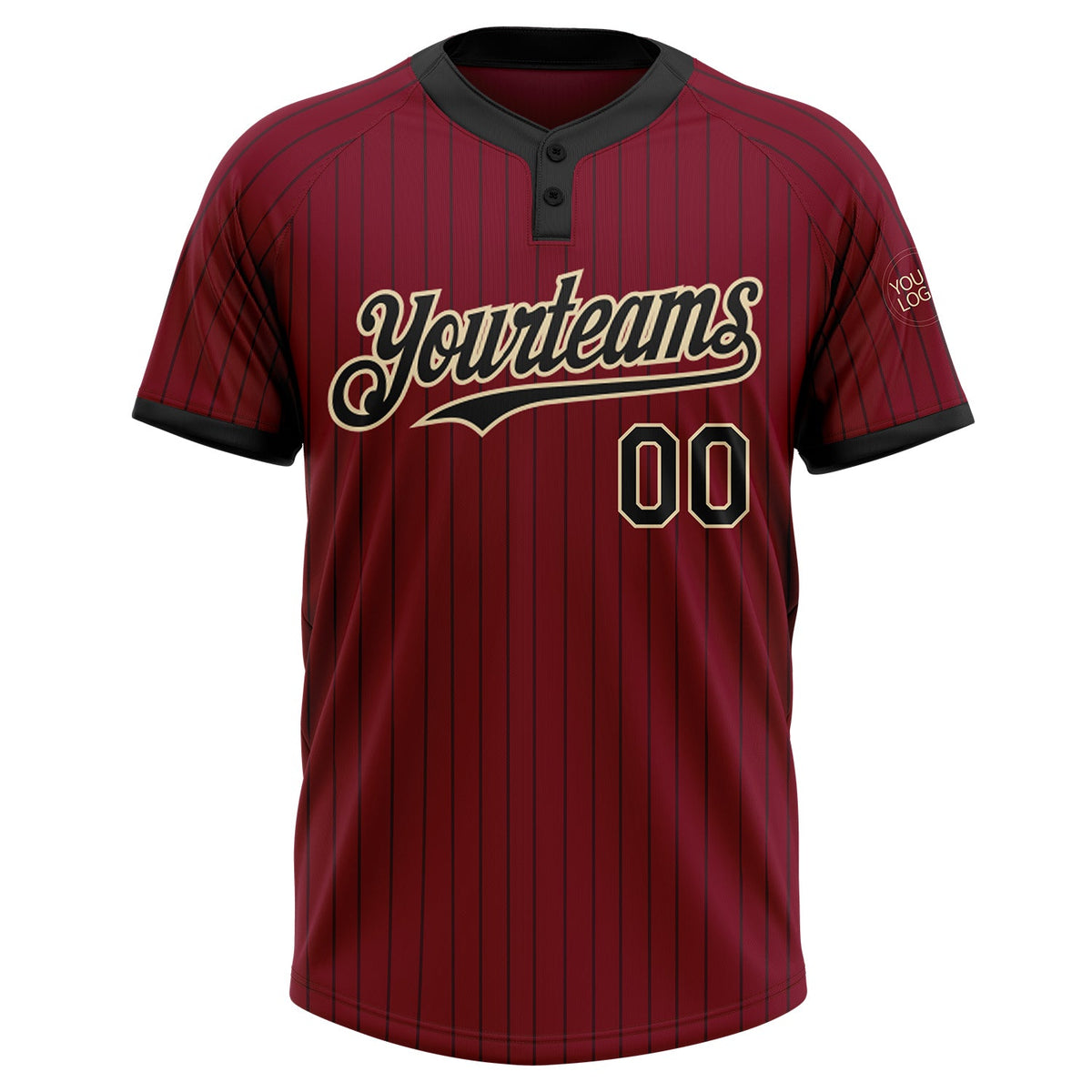 Custom Crimson Black Pinstripe Cream Two-Button Unisex Softball Jersey Limited