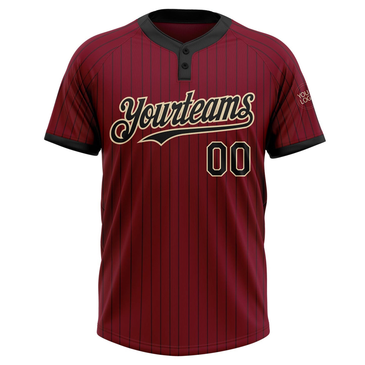 Custom Crimson Black Pinstripe Cream Two-Button Unisex Softball Jersey Limited
