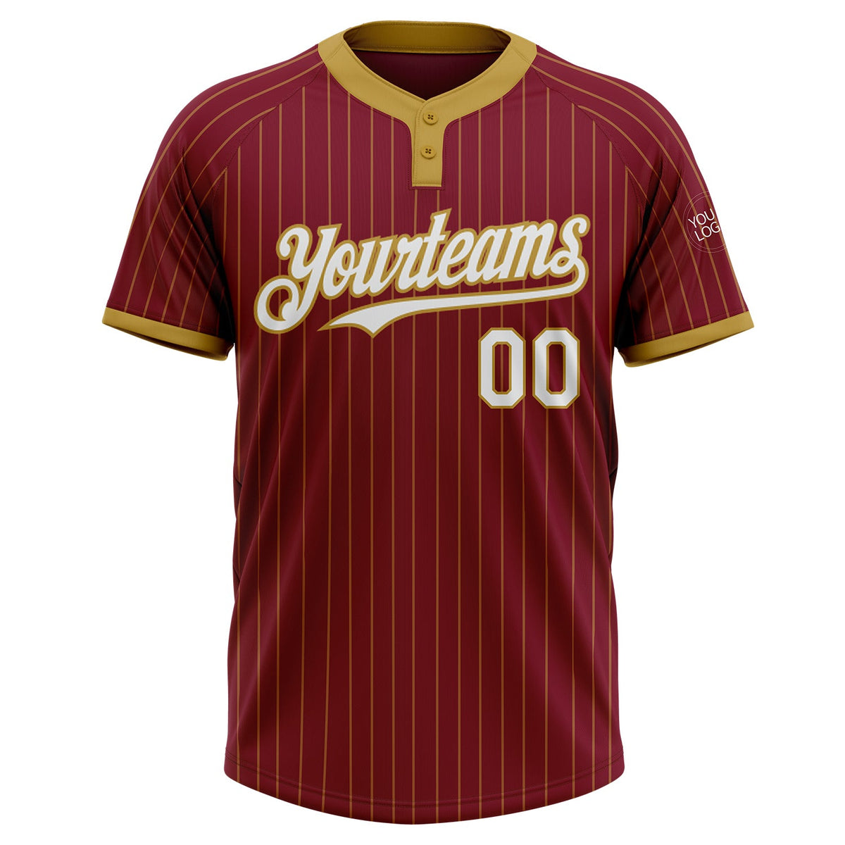Custom Crimson Old Gold Pinstripe White Two-Button Unisex Softball Jersey Limited