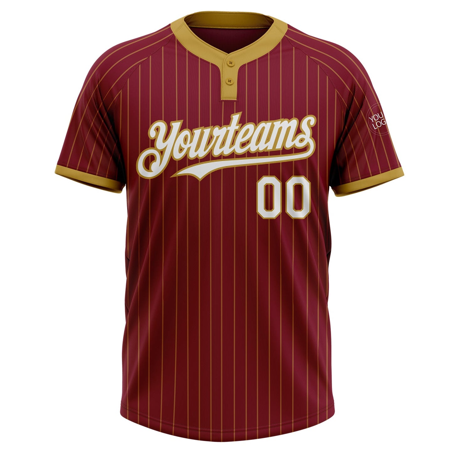Custom Crimson Old Gold Pinstripe White Two-Button Unisex Softball Jersey Limited