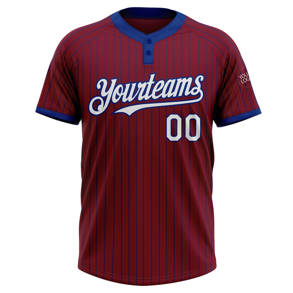 Custom Crimson Royal Pinstripe White Two-Button Unisex Softball Jersey Limited