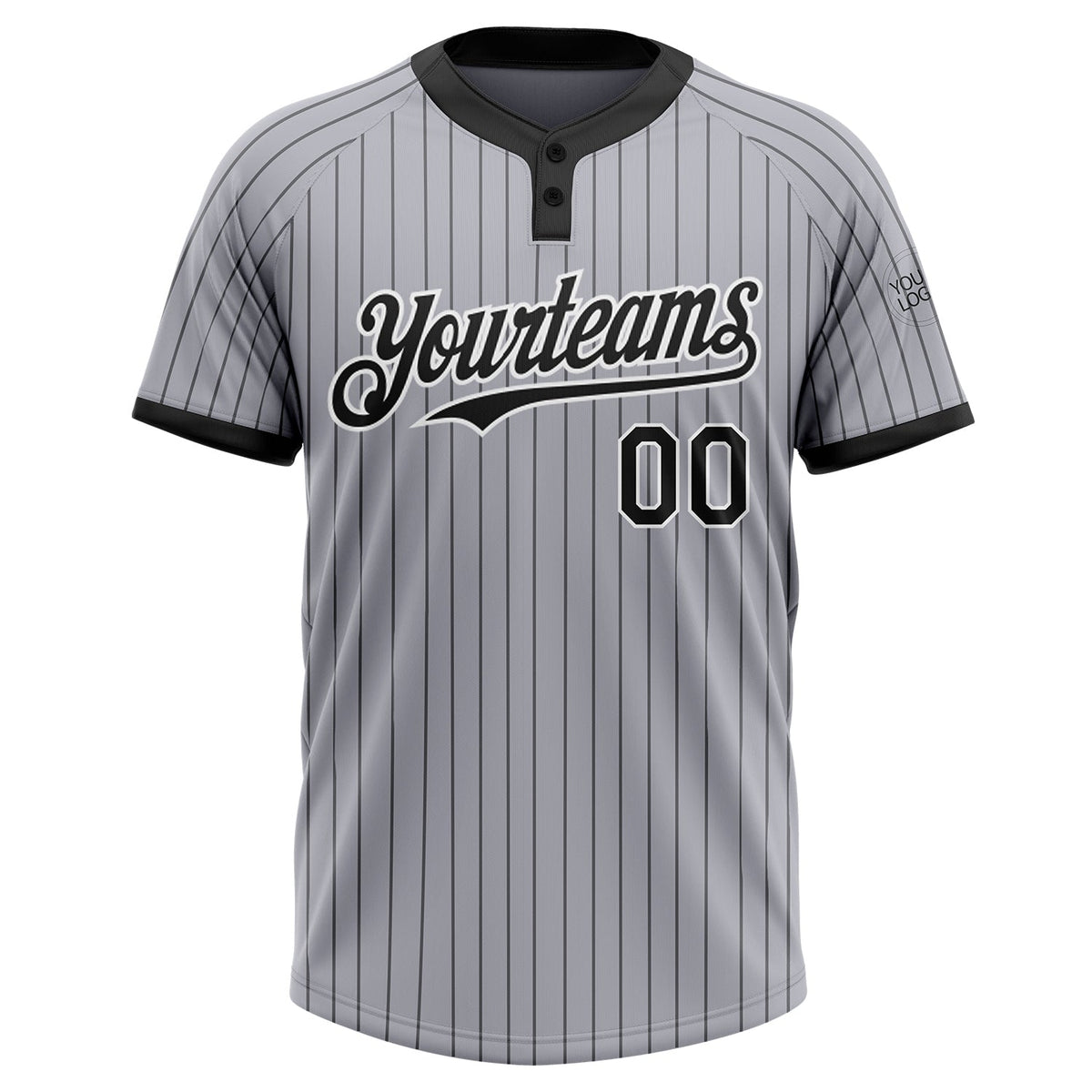 Custom Gray Black Pinstripe White Two-Button Unisex Softball Jersey Limited