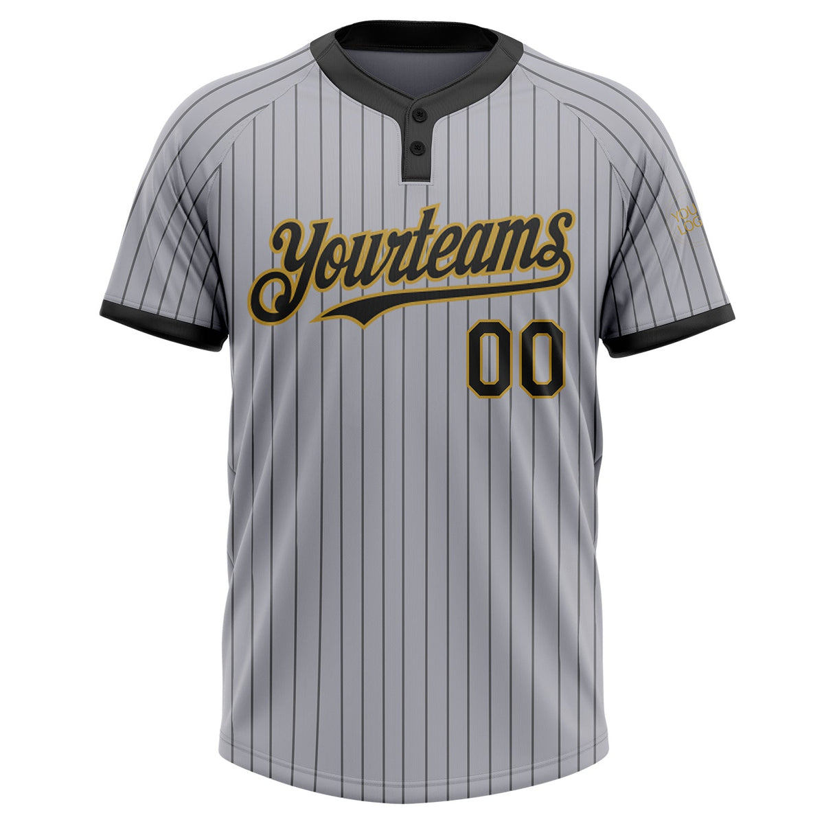 Custom Gray Black Pinstripe Old Gold Two-Button Unisex Softball Jersey Limited