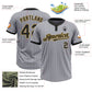 Custom Gray Black Pinstripe Old Gold Two-Button Unisex Softball Jersey Limited