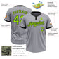 Custom Gray Black Pinstripe Neon Green Two-Button Unisex Softball Jersey Limited