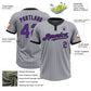 Custom Gray Black Pinstripe Purple Two-Button Unisex Softball Jersey Limited