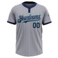 Custom Gray Navy Pinstripe Teal Two-Button Unisex Softball Jersey Limited