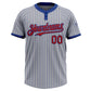 Custom Gray Royal Pinstripe Red Two-Button Unisex Softball Jersey Limited