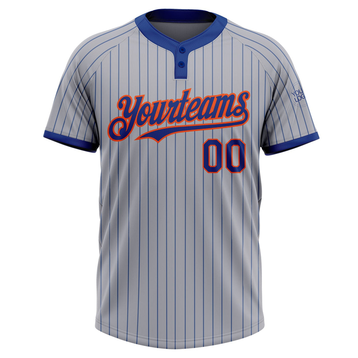Custom Gray Royal Pinstripe Orange Two-Button Unisex Softball Jersey Limited
