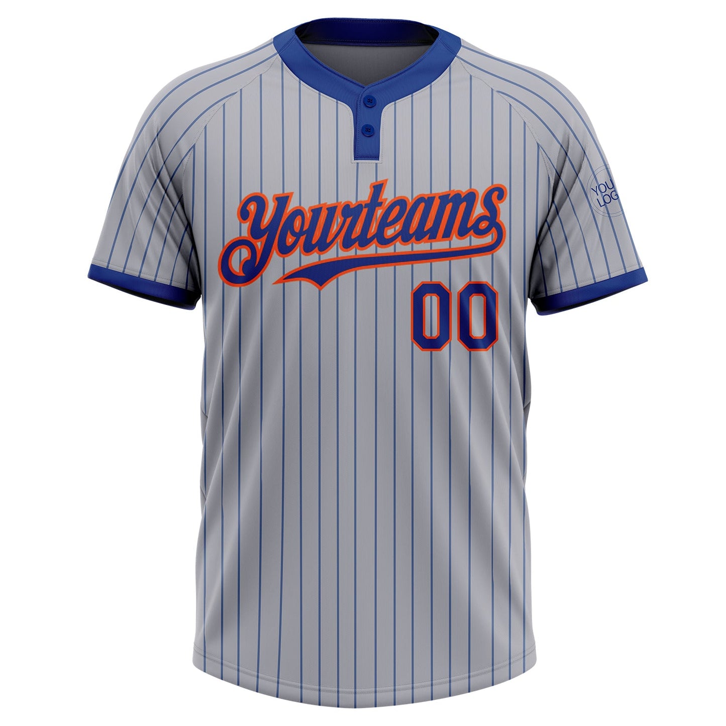 Custom Gray Royal Pinstripe Orange Two-Button Unisex Softball Jersey Limited