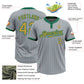 Custom Gray Kelly Green Pinstripe Old Gold Two-Button Unisex Softball Jersey Limited