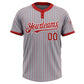 Custom Gray Red Pinstripe White Two-Button Unisex Softball Jersey Limited