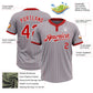 Custom Gray Red Pinstripe White Two-Button Unisex Softball Jersey Limited