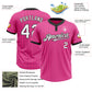 Custom Pink Black Pinstripe White Two-Button Unisex Softball Jersey Limited