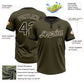 Custom Olive Black Pinstripe Cream Salute To Service Two-Button Unisex Softball Jersey Limited