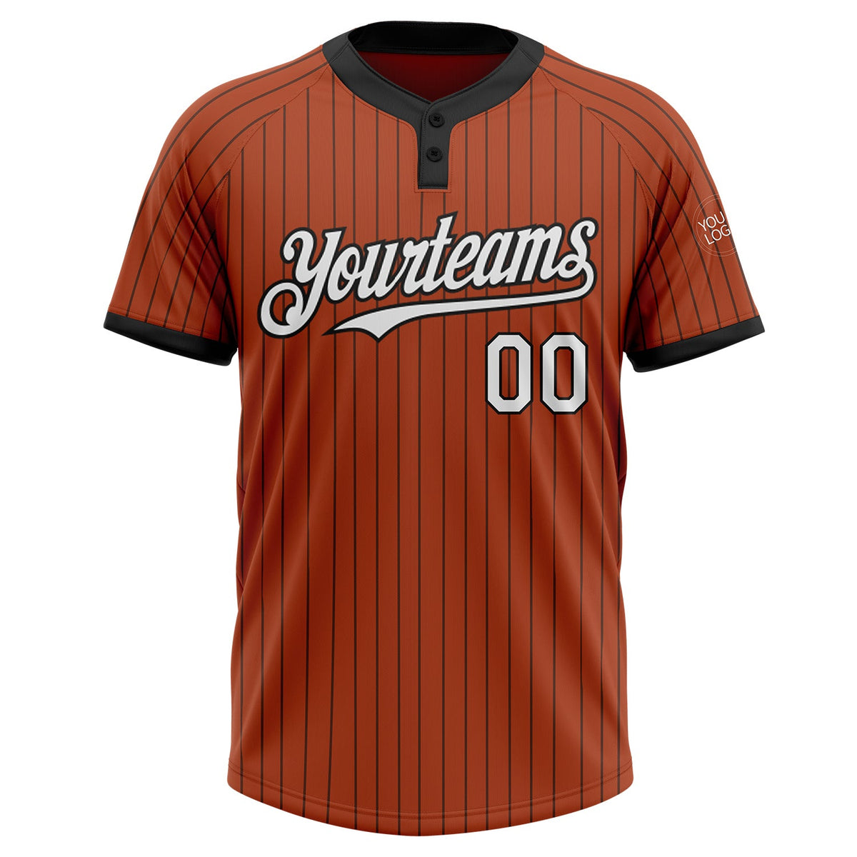 Custom Texas Orange Black Pinstripe White Two-Button Unisex Softball Jersey Limited