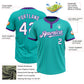 Custom Aqua Purple Pinstripe White Two-Button Unisex Softball Jersey Limited