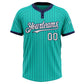 Custom Aqua Navy Pinstripe White Two-Button Unisex Softball Jersey Limited