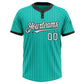 Custom Aqua Black Pinstripe White Two-Button Unisex Softball Jersey Limited