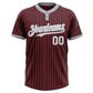 Custom Burgundy Gray Pinstripe White Two-Button Unisex Softball Jersey Limited