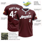 Custom Burgundy Gray Pinstripe White Two-Button Unisex Softball Jersey Limited