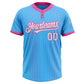 Custom Sky Blue Pink Pinstripe White Two-Button Unisex Softball Jersey Limited