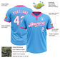 Custom Sky Blue Pink Pinstripe White Two-Button Unisex Softball Jersey Limited