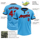 Custom Sky Blue Black Pinstripe Red Two-Button Unisex Softball Jersey Limited