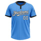 Custom Electric Blue Black Pinstripe White Two-Button Unisex Softball Jersey Limited