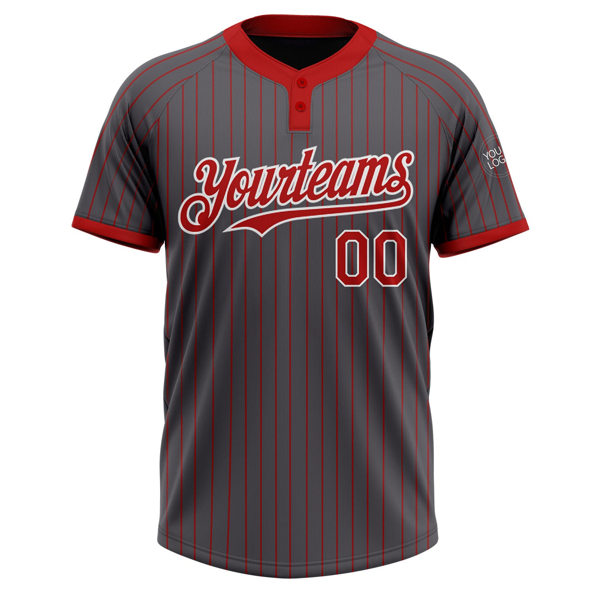 Custom Steel Gray Red Pinstripe White Two-Button Unisex Softball Jersey Limited