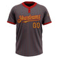 Custom Steel Gray Red Pinstripe Old Gold Two-Button Unisex Softball Jersey Limited