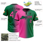 Custom Kelly Green Pink-Black Gradient Fashion Two-Button Unisex Softball Jersey Limited