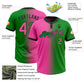 Custom Grass Green Pink-Black Gradient Fashion Two-Button Unisex Softball Jersey Limited