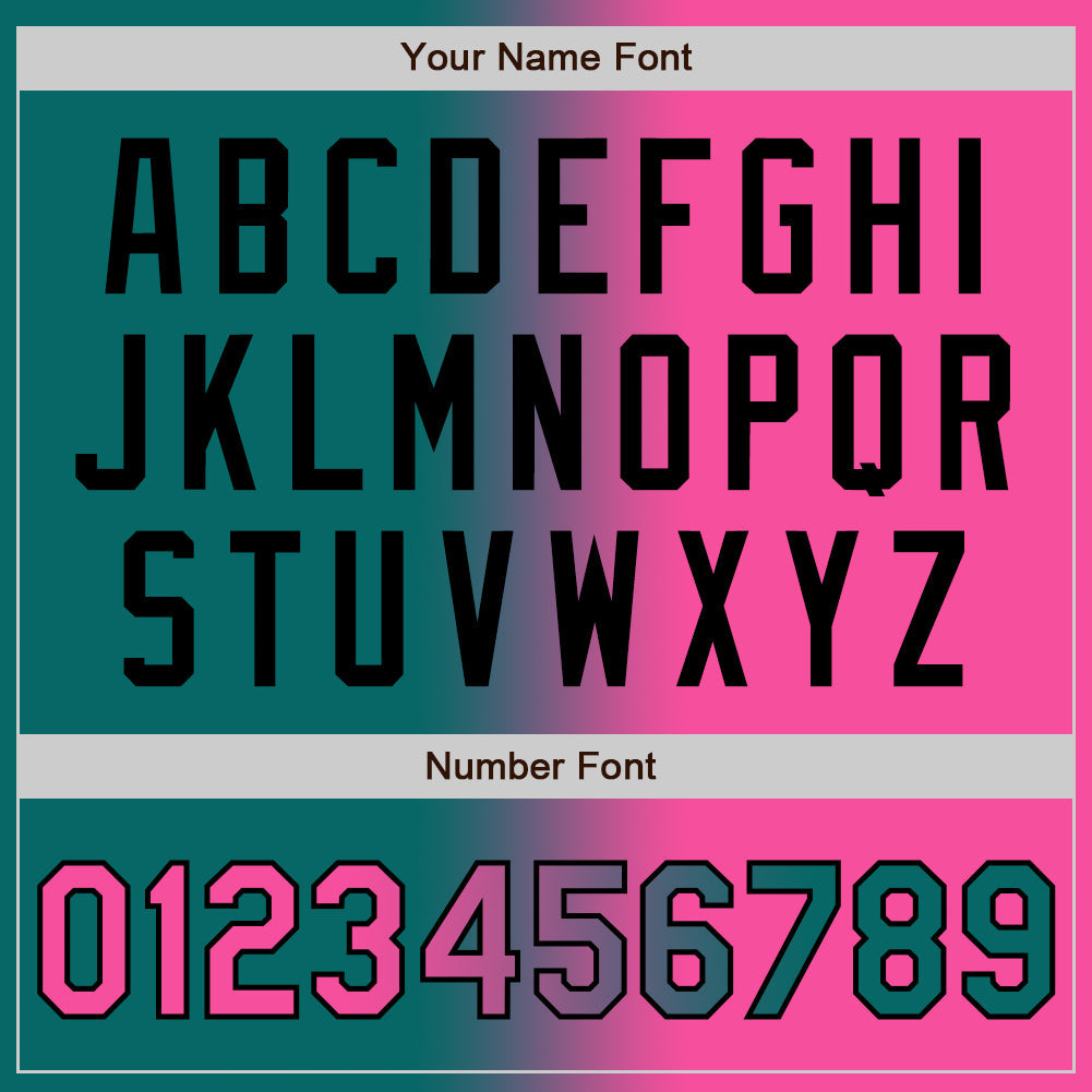 Custom Teal Pink-Black Gradient Fashion Two-Button Unisex Softball Jersey Limited