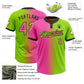Custom Neon Green Pink-Black Gradient Fashion Two-Button Unisex Softball Jersey Limited