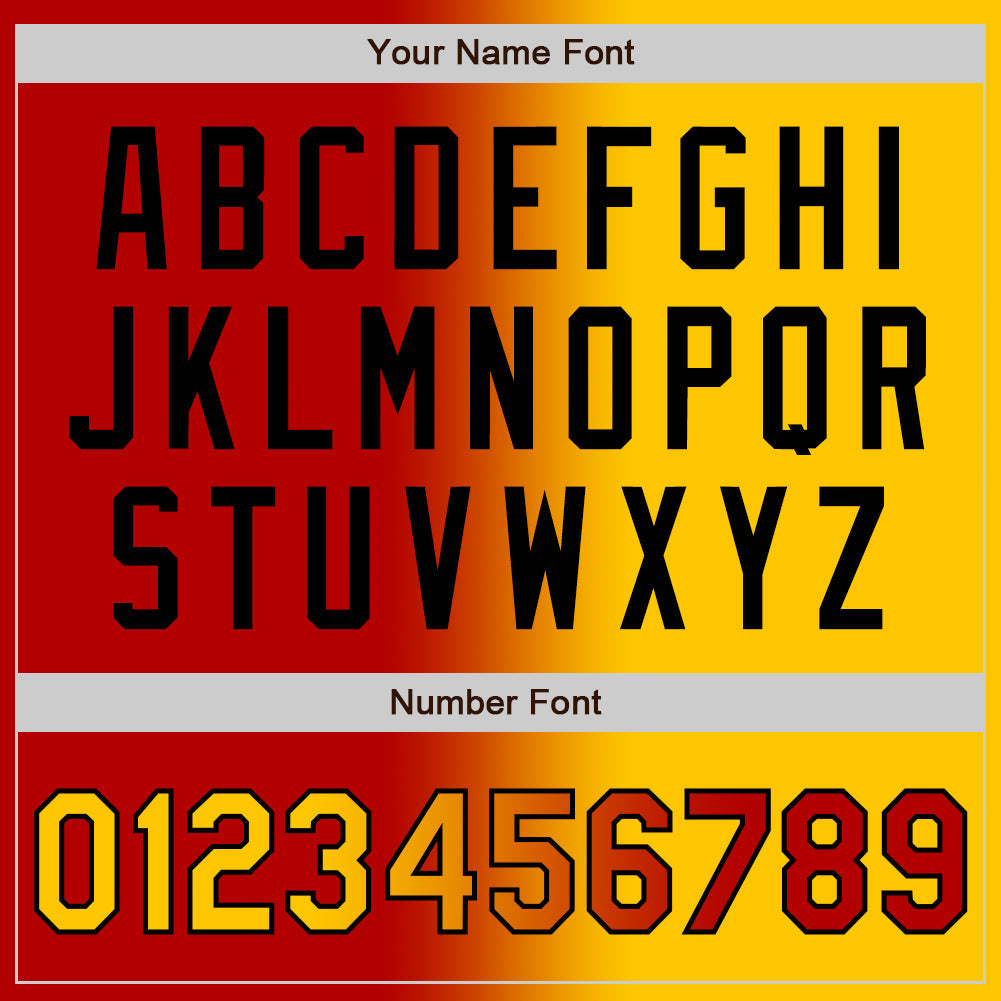 Custom Red Yellow-Black Gradient Fashion Two-Button Unisex Softball Jersey Limited