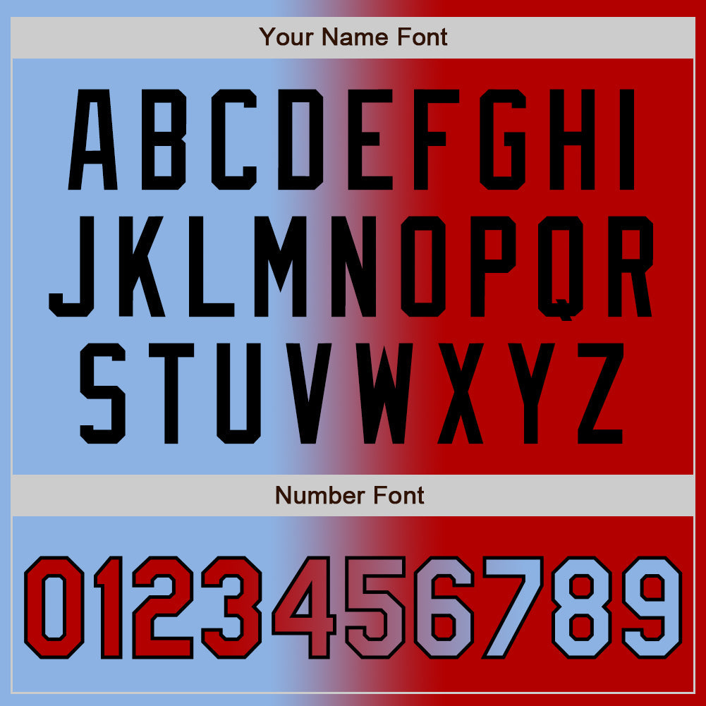 Custom Light Blue Red-Black Gradient Fashion Two-Button Unisex Softball Jersey Limited