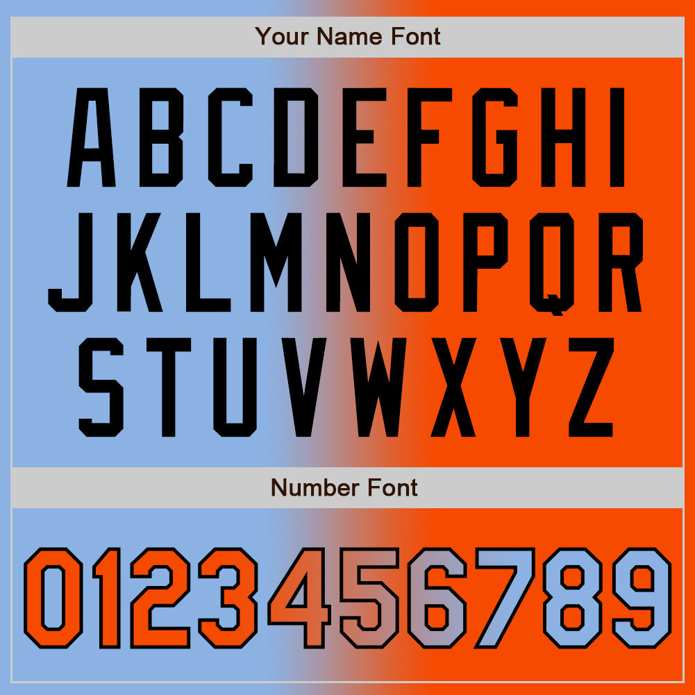 Custom Light Blue Orange-Black Gradient Fashion Two-Button Unisex Softball Jersey Limited