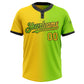 Custom Neon Green Yellow-Black Gradient Fashion Two-Button Unisex Softball Jersey Limited
